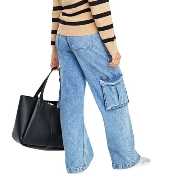 On 34th Wide Leg High Rise Utility Cargo Jeans Size 10 - Picture 2 of 10